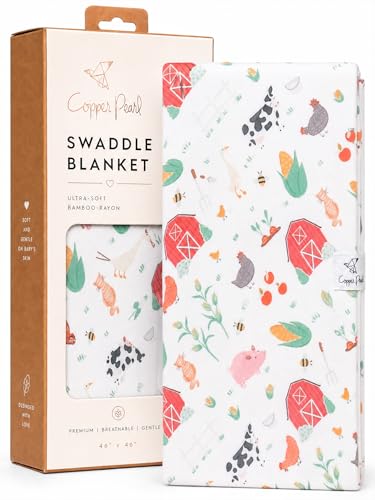Image of Copper Pearl Swaddle Blankets for Newborns | Soft Stretchy Receiving Blankets for Boys and Girls | Large 46 x 46 Inch Baby Blankets | Lightweight and Breathable Swaddles | Farmstead