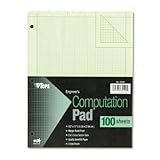 Tops Engineering Computation Pad - 100 Sheet - 15lb - Letter 8.5' x 11' - 50 / Pad - Green