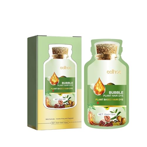 HuaQing Pure Plant Extract Bubble Hair Dye, 30 ml x 10Packs/Box (Black) for Grey Hair, Convenient to Use, Nourish Scalp, Natural Effect, Color Protection, Argan Oil, Aloevera