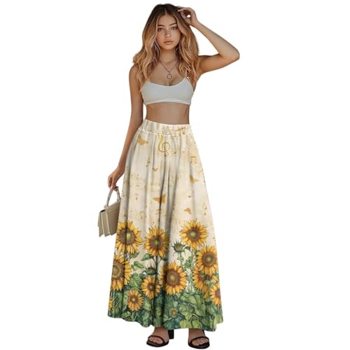 Whosucclay Sunflower Butterfly Women 2025 Summer Spring Long Skirts Dress