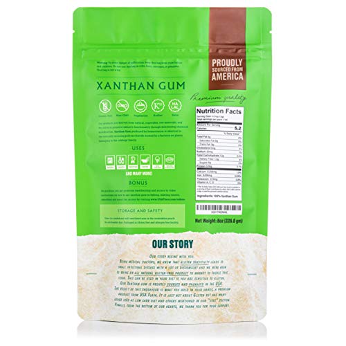 Made in USA Xanthan Gum (8 oz), Premium Quality, Food Grade Thickener, Non GMO, Gluten Free, Use in Cooking, Baking, Sauces, Soups and more. Suitable for Vegetarian, Kosher & Halal. Use for Keto Diet.