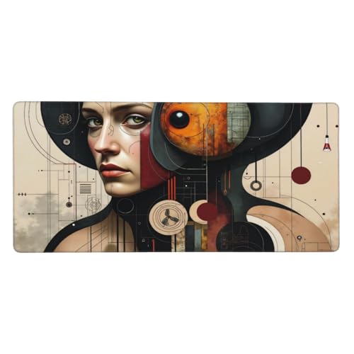 Tapis de souris de jeu grand format motif abstrait beige pour bureau et PC