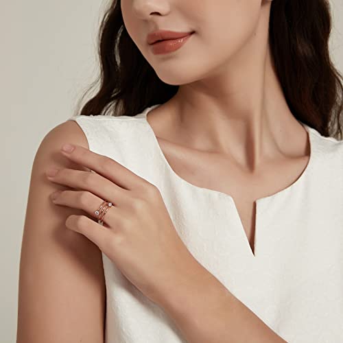 Shinyso 14K Gold Plated Wedding Band For Women Stackable Thin Cubic Zirconia Open Wrap Dainty Engagement Ring Size 4-10 (Rose Gold,Size 10) #TOP4
