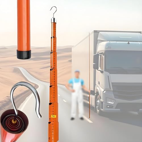 Teles Measuring Ruler, 39.4ft Epoxy Resin Height Gauge for Linemen, Live Power Lines & Construction, Durable Measuring Stick with Hook, Yellow, 12m