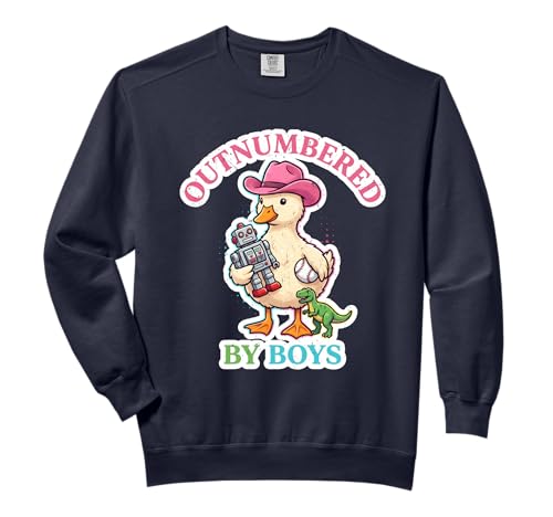 Cute Outnumbered By Boys Goose Mom Duck For Women Mama Comfort Colors Adult Sweatshirt