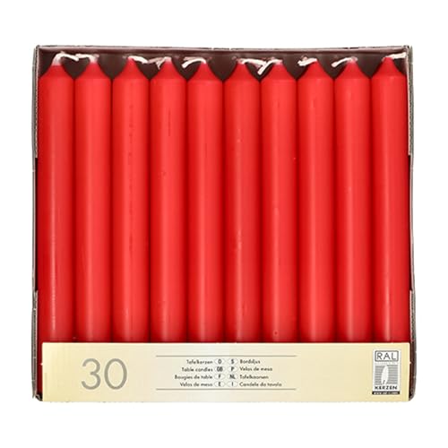 30 Tafelkerzen Ø 2,15 cm · 19,6 cm rot - 13700