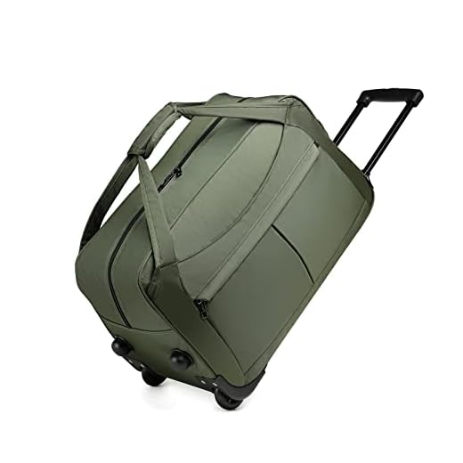KONO Borsone da Viaggio con 2 ruote 55L Pieghevole Trolley Morbido Bagaglio a Mano per Weekender e Sport, Verde