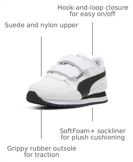 Image of PUMA Unisex-Child ST Runner V4 Leather Hook and Loop Shoes