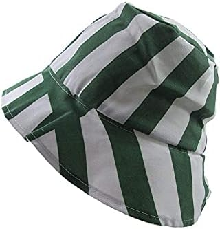Unisex Green and White Bucket Hat Vertical Stripes Bucket Hat Packable Fashion Fisherman Cap Sun Hat Cosplay Anime