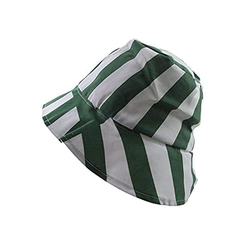 Unisex Green and White Bucket Hat Vertical Stripes Bucket Hat Packable Fashion Fisherman Cap Sun Hat Cosplay Anime Cover
