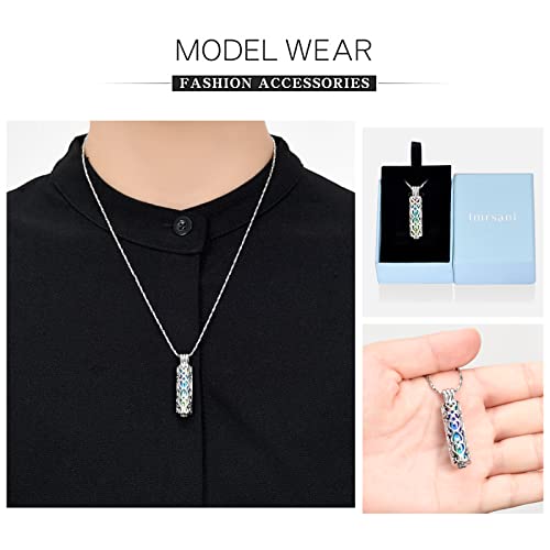 Cremation Urn Pendant Necklace With Hollow Cylinder Vial Keepsake Urn Cremation Jewelry Memorial Lockets For Ashes For Women Men (Silver Colorful) #TOP3