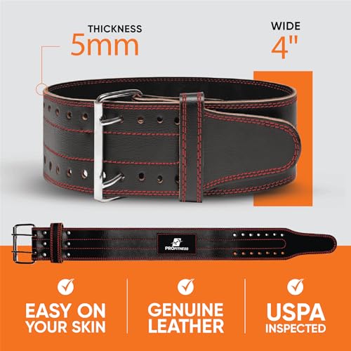 ProFitness Weight Lifting Belt (5mm Thick) - Leather Weight Belt for Men & Women - Back Support Squat Belt - Gym Belt for Weightlifting, Powerlifting & Deadlifts | Adjustable Weightlifting Belt
