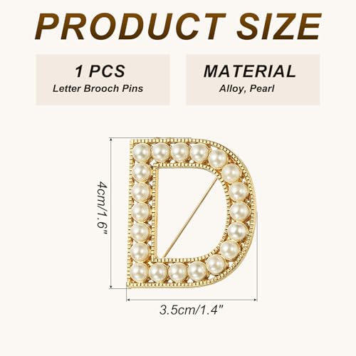 Image of PATIKIL Letter Brooch Pins, Pearl Initial Alphabet Letter Lapel Badges Pin for Women Men Girl Wife Suits