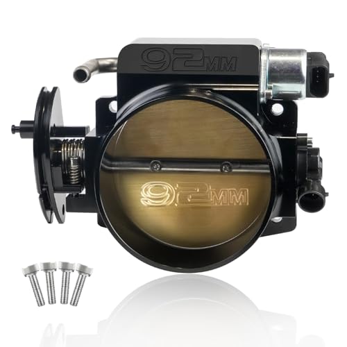 POSENG 92mm Throttle Body 4-Bolt for LS1 LS2 LS3 LS6 LS7 LSX Drive by Cable with Throttle Position Sensors TPS IAC Aluminum Black HTRACING