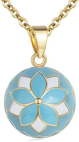 AEONSLOVE Chime Ball Pregnancy Necklace Pendant Music Wishing Bola Vintage Flower Locket for Mom Baby Best Jewellery Gift