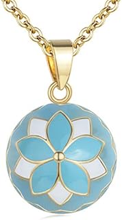 AEONSLOVE Chime Ball Pregnancy Necklace Pendant Music Wishing Bola Vintage Flower Locket for Mom Baby Best Jewellery Gift