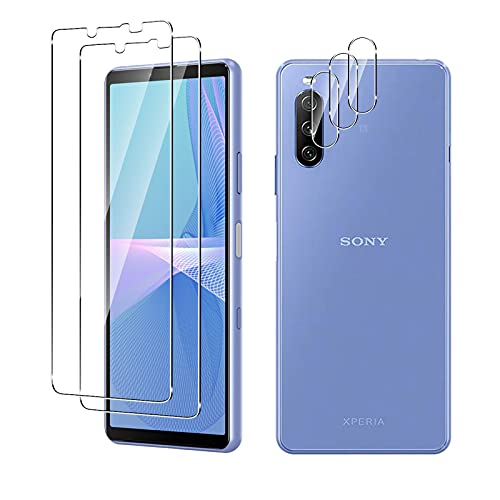 TUTUO Xperia 10 III Lite / Xperia10 III フィルム+ カメラフィルムSO-52B SOG04 強化ガラスフィルム + レンズ保護フィルム 日本旭硝子素材 9H硬度 気泡ゼロ 防爆裂 指紋防止 飛散防止 高透過率 衝撃吸収 Xperia 10 III Lite / Xperia10 III 保護ガラスフィルム