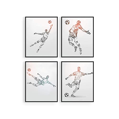 Soccer Wall Art Prints - Set Of 4 (8X10) Unframed Soccer Posters - Soccer Room Decor For Men Kids Teenagers - Soccer Poster Set For Bedroom Man Cave - Soccer Wall Decor - Soccer Boys Bedroom Decor - Geometric #TOP24