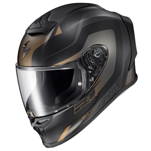 ScorpionEXO R1 Air Full Face Adult Motorcycle Helmet with Pinlock Ready Shield and Bluetooth Ready Speaker Pockets DOT ECE Hive (Gold/Black - Large) - Thumbnail 2