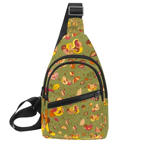 Sac de poitrine homme anti-encombrement sac banane zippé feuilles