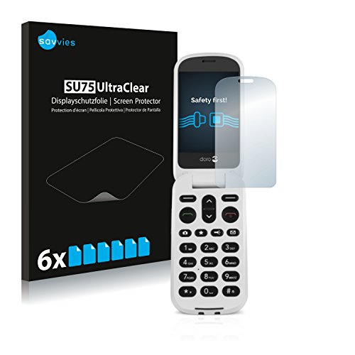 Savvies 6 Stück Schutzfolie für Doro 6050 Bildschirmschutz-Folie Ultra-Transparent