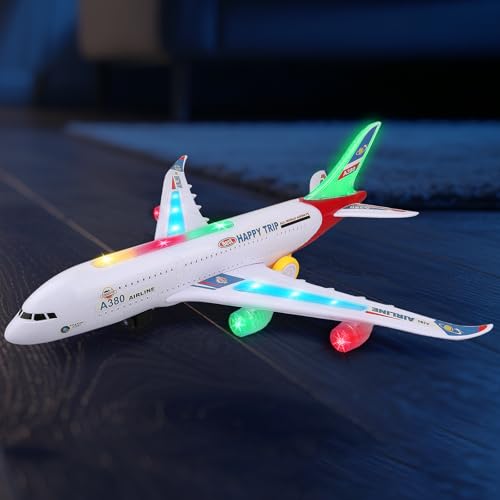 AtomDream Tech Bump and Go Airplane Toy with 4D Lights & Sounds, Realistic Moving Plane with Automatic Direction Change, Interactive Aircraft Toy for Boys & Girls Ages 3–12, (Red) by AtomDream Tech - Used condition - Image 6