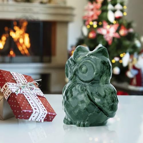 Estatua de Búho de Piedra Jade 3.3 pulg miniatura 2