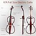 Ceciliec Electric Cello, 4/4 Full Size Silent Cello with Headphone Jack & Carry Bag, Professional Cello for Beginners/Adults - Includes Bow Rosin