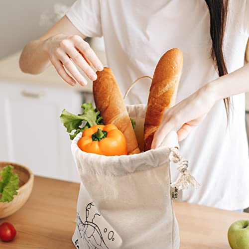 Foto von Joeji's Kitchen 2er-Set Brotsack 30 x 40 cm - Baguette Bag - Brotbeutel aus Baumwolle zum Frischhalten von Brot - Auch als Aufbewahrungsbeutel von Obst Gemüse und Lebensmitteln geeignet