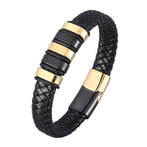 EFEMIR Para Meu filho: Seja forte, seja corajoso, seja áspero pulseira de couro todos os dias, pulseira de aço inoxidável trançada feita à mão, Aço inoxidável