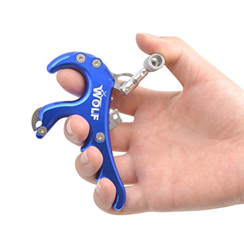 ZSHJGJR Archery Compound Bow Release Aid Thumb Bow Release Trigger 4 Fingers for Compound Bow Accessory (Blue)