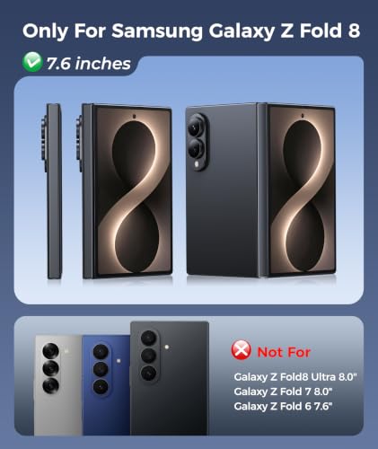 Image of FNTCASE for Samsung Galaxy Z Fold 8 Case with 360 Spin Magnetic Stand Black | Compatible for Magsafe,Full Hinge Protection,Screen Protector,Translucent Matte Grade Shockproof Protective Cover