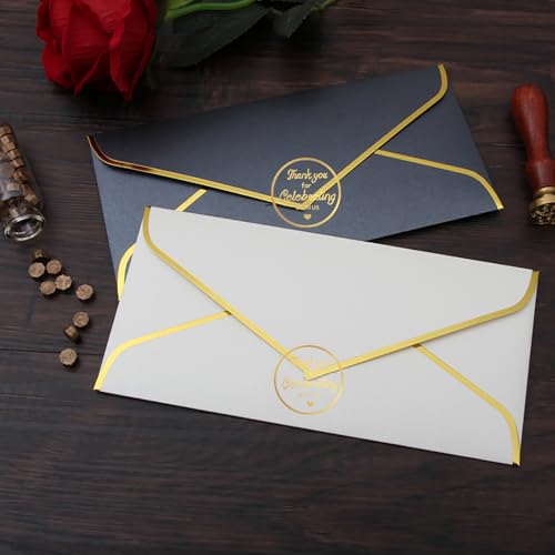weilaike Thank You Stickers, 500pcs 1.5in Gold Foil, Clear, Waterproof, Round, Classic, Letter Print, Indoor, Sticker Roll — view 4