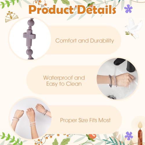 Tondiamo 30 Pcs Friendship Silicone Cross Bracelet Bulk for Women Men, 5 Colors Christian Jesus Prayer Bracelet Religious Faith Belief Gift3