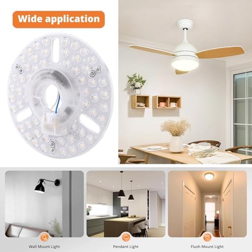 Pomya 5.3 Inch LED Retrofit Light Kit for Ceiling Fan Light Replacement Panel, 3000K 4000K 6000K 3 Color Temperature Adjustable, 24W 3CCT Dimmable Round Light, Magnetic