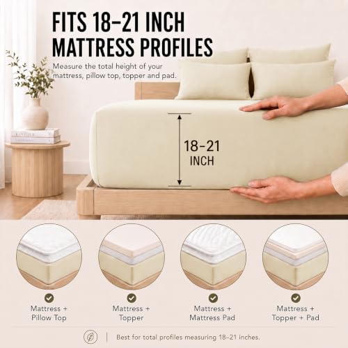 Image of CozyLux Cal King Sheet Set 6-Piece, 21-Inch Deep Pocket, Soft Brushed Feel