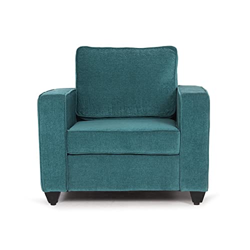 Image of Wakefit Sofa Set | 3 Year Warranty | Sofa 1 Seater, 1 Seater Sofa for Living Room, Wooden Sofa Set, Sofa Set Single Seater - Napper(Malphino : Malibu Green)