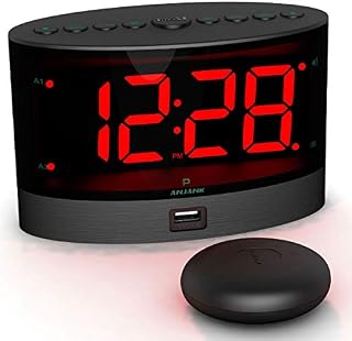 ANJANK Loud Alarm Clock with Wireless Bed Shaker, Powerful Vibrating Alarm Clock