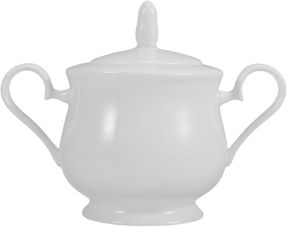 PRETYZOOM Ceramic Sugar Bowl with Lid Porcelain Sugar Container for Kitchen Countertop Airtight Candy Storage Jar European Style Home and Office Decor 6.49 X 4.72 X 3.74 in
