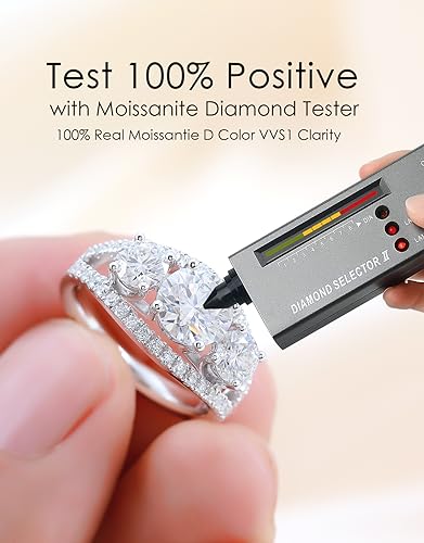 2ct Emerald Cut Moissanite Engagement 3-Stone Ring For Women 18 K White Gold Plated S925 Sterling Silver Vintage Flowers Hollow Ring For Her2