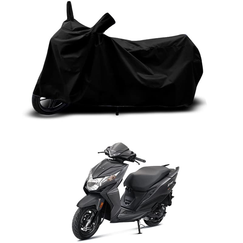 Image of 100% Scratchproof /UV-Rays /Heat Protection /Birds Dropping /Water Resistant /Dust Proof /Waterproof /Full Bike Scooty Two Wheeler Body Cover Compatible for Honda Dio DLX All Varients[Black]