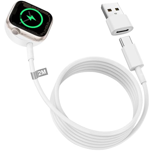 Ya en manzanajugosa.com: Cargador para Apple Watch, 2M Cable apple watch Charger Magnético cargador Compatible para iWatch Serie 10/9/8/7/6/5/4/3/2/SE/Ultra, iWatch Charger Cable Cargador Apple Watch Cargador Smartwatch Reloj