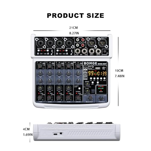 Console de mixage audio 6 canaux BOMGE avec interface USB et Bluetooth - 2
