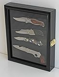 DisplayGifts Knife Solid Wood Display Case Shadow Box Foam Inside Velvet Cover with Glass Door Wall...