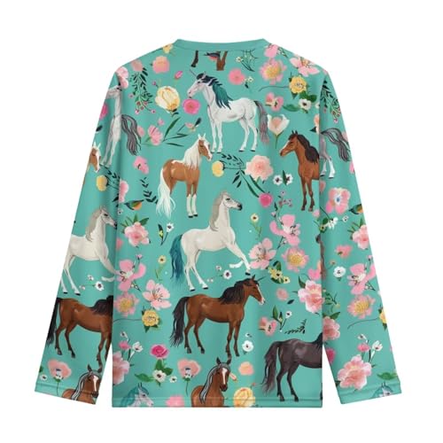 Image of Girls Long Sleeve Shirts Casual Crewneck Soft T-shirts for Girls 3-16 Years Old