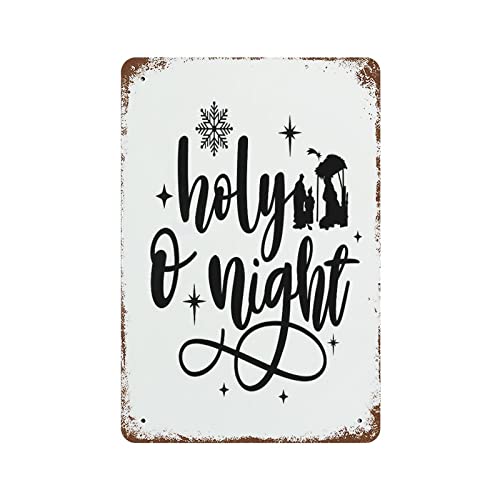 Wodevor Metal Signs Funny O Holy Night Metal Tin Sign 8"X12" Gift For Christian Metal Vintage Tin Sign Vintage Bar Decor Merry Christmas Sign For Plaque Poster Cafe Wall Art Gift #TOP23