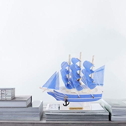 Milisten 1Pc Wooden Sailing Ship Model Decor, Handmade Vintage Nautical Sail Ship, Mediterranean Style Boat Model for Chritsmas Party Tabletop Ornament, Ocean Theme and Home Decor