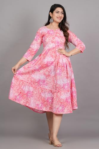 Image of Kuruti B Sheets Women's Cotton Floral Printed Regular Fit Anarkali Kurta for Women