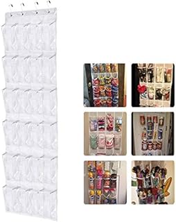 AidShunn Shoe Racks Over Door Shoe Organiser Hanging Storage 24 Transparent Pockets Foldable Wardrobes Closet White
