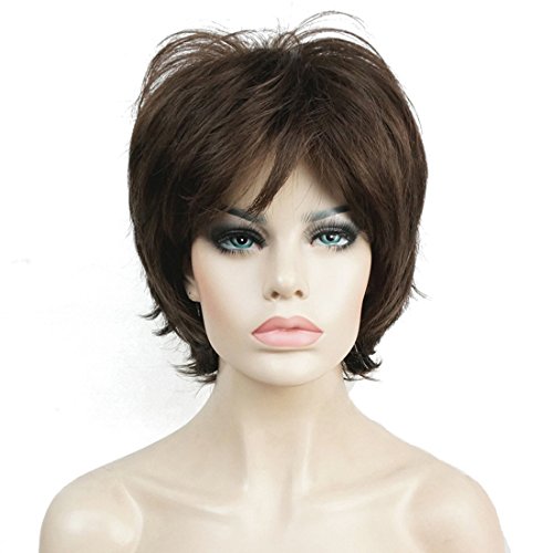 Lydell Short Layered Shaggy Wavy Full Synthetic Wigs (Light Chestnut Brown)